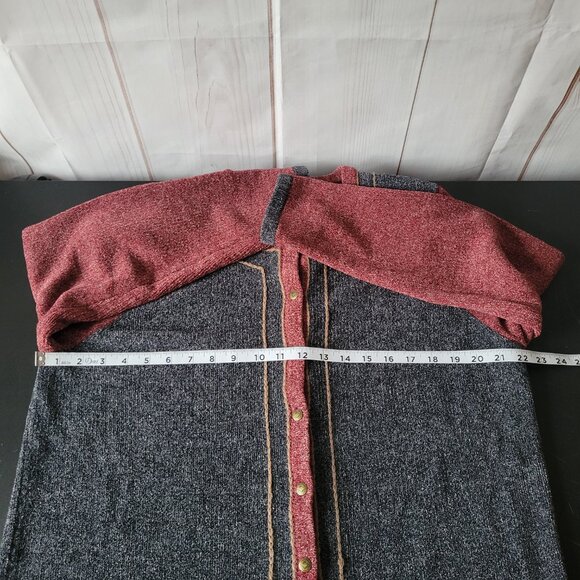 Vintage CJ Banks Women’s 1X Button-down Cardigan, Hand Embroidered, Maroon/Gray - Picture 9 of 10